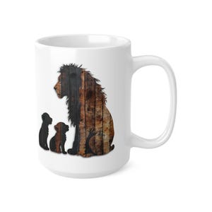 Lion and Cubs Ceramic Mug, Wildlife Art Coffee Cup, Safari Animal Gift, 11 oz or 15 oz image 2