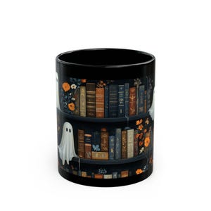 Halloween bookshelf spooky ghost mug