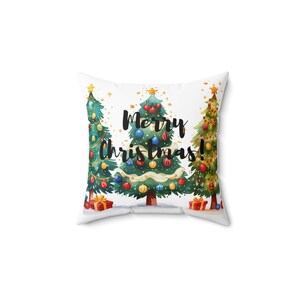 Merry Christmas Pillows, Square Throw Pillow, Christmas Tree Pillow Covers, Elegant Festive Home Decor, Christmas Pillows, Housewarming Gift