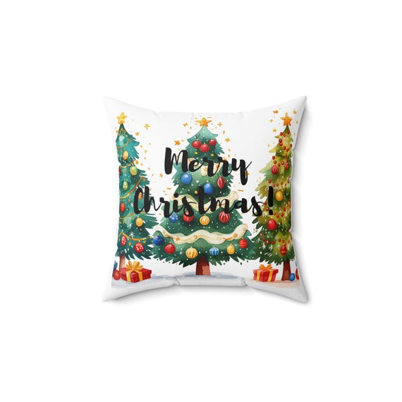 Merry Christmas Pillows, Square Throw Pillow, Christmas Tree Pillow Covers, Elegant Festive Home Decor, Christmas Pillows, Housewarming Gift