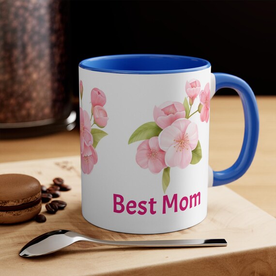 Customizable Floral Mug for Mom with Pink Flowers Vibrant Design Microwave Dishwasher Safe 11 oz Best Mom Gift