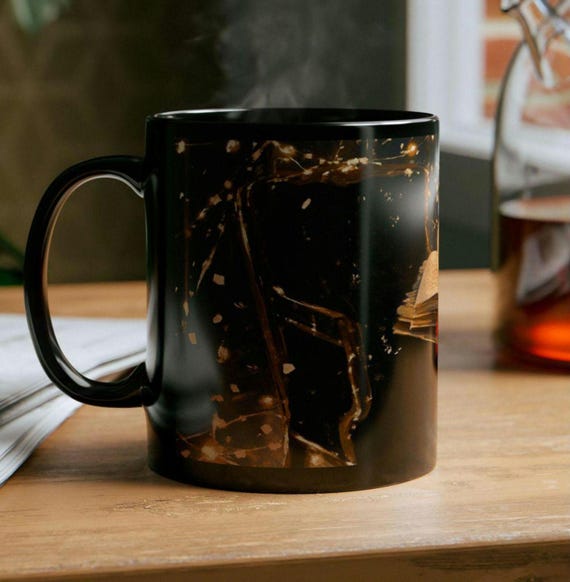 Book lover mug, black and gold mug for book lovers, Literary Gift, Reading Accessories, Handmade Mug, gift for book club, book lover gift