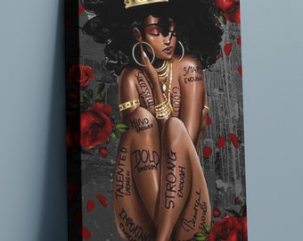 African Queen Canvas Art: Black Pride Home Decor