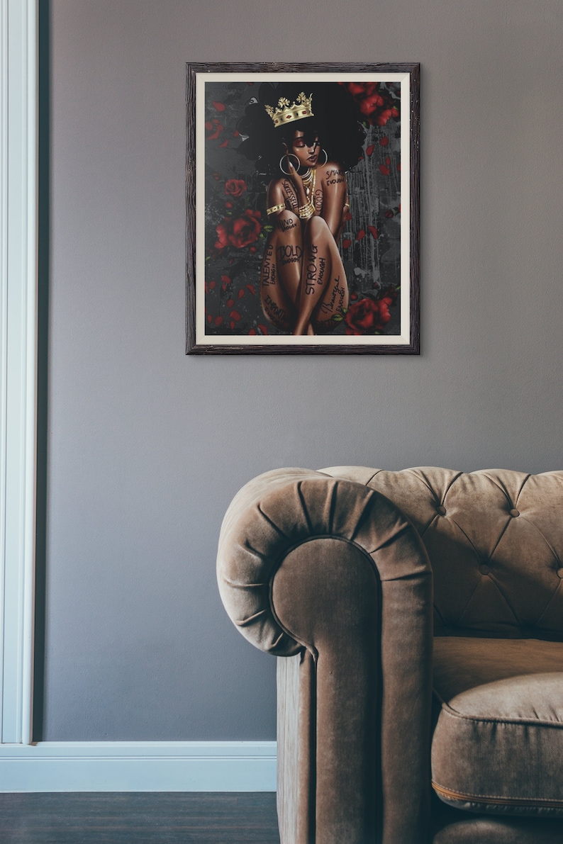 African Queen Canvas Wall Art, African Woman Framed Canvas, Canvas Wall