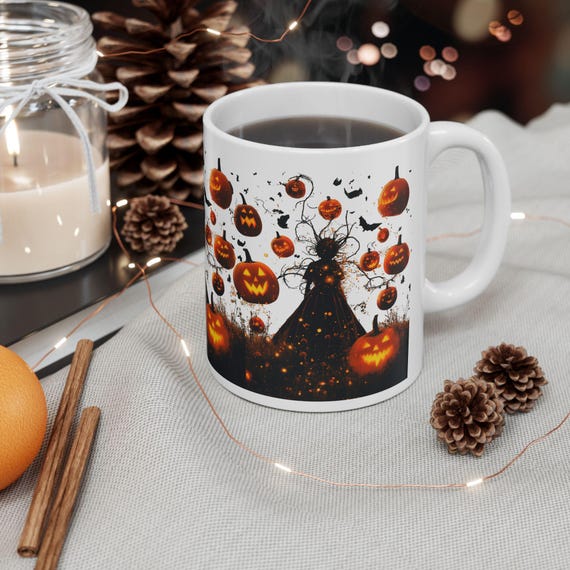 Pumpkin Witch Mug, Spooky Halloween Mug, Ceramic Halloween Mug, Coffee Lover Halloween Mug, Funny Witch Mug, Halloween Cup, Gift for Her