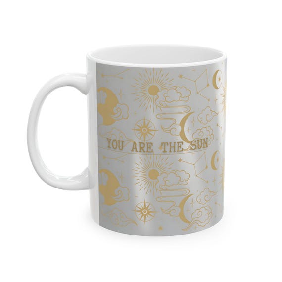 Sunshine Ceramic Mug, Personalized Coffee Cup, You Are My Sun Tea Mug, Positive Quote Drinkware, Motivational Gift, Sun Lover Present