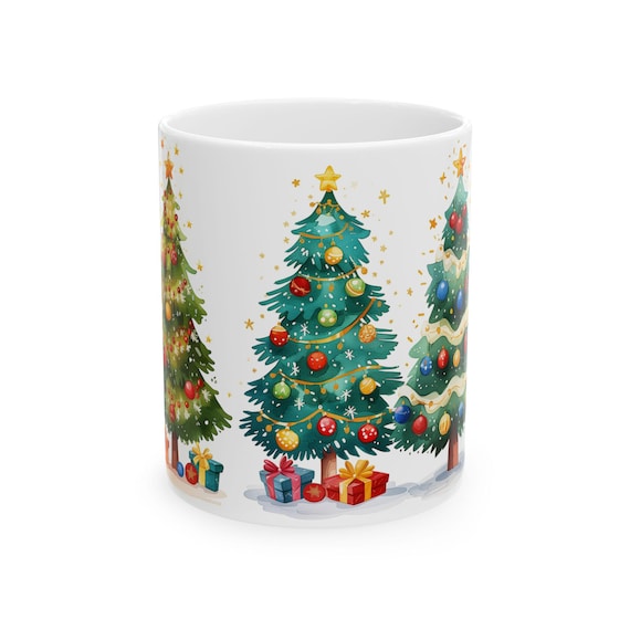 Christmas Tree Mug| Cheerful Colorful Ceramic Mug for Hot Beverages| Wonderful Gift for Friends and Family This Holiday Season