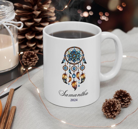 Personalized Dreamcatcher Mug, Premium Quality Ceramic Coffee Cup, Unique Coffee Mug, Trendy Design Mugs, Bohemian Mug, Gift for Her,