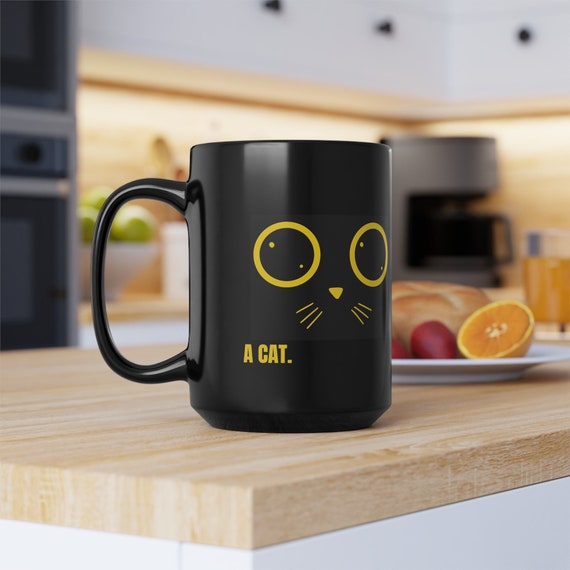 Black cat mug Gift for cat lover, cute cat coffee mug christmas gift holloween gift cat mug for friend Gift for her