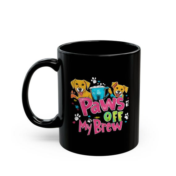 Black Cute Puppy Mug, Valentine's Gift for Her