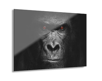 Gorilla Wall Art Poster, Striking Red Eyes, Wildlife Canvas Print