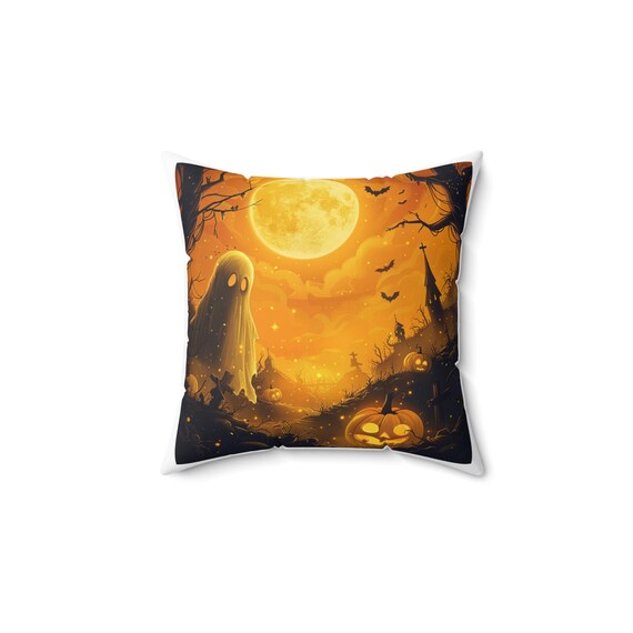 Halloween Ghost Pumpkin Pillow, Halloween Decorative Pillow, Elegant Festive Home Decor, Spooky Home Accent, Halloween Pillows, Home Decor