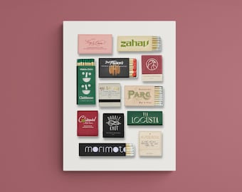 Philadelphia Restaurant Matchbook Poster | Philly, PA Matchbooks | Vintage Matchbook Wall Art | Vertical Poster