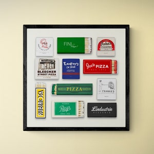 Framed New York City Pizza Matchbook Poster | NYC Matchbooks | Vintage Matchbook Wall Art