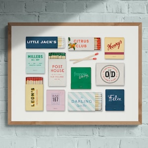 Framed Charleston Matchbook Poster | South Carolina Matchbooks | Vintage Matchbook Wall Art | Ready to Hang Poster