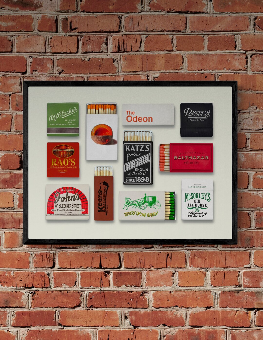 Framed Classic New York City Matchbook Poster Old New York City