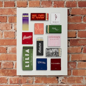 Williamburg & Greenpoint Restaurant Matchbook Print | Brooklyn NYC Matchbooks | Vintage Matchbook Wall Art | Vertical Poster