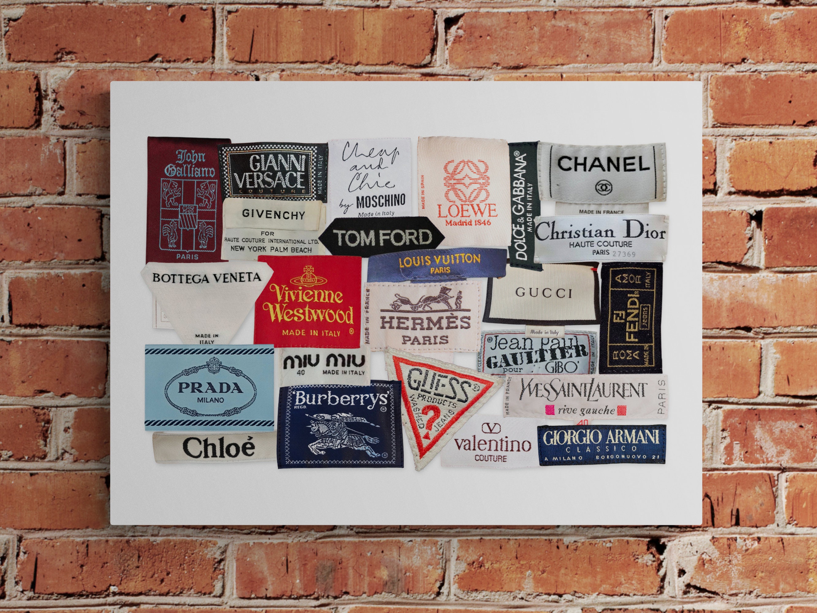 Vintage Designer Clothing Labels Print Luxury Brands Wall Art Vintage ...
