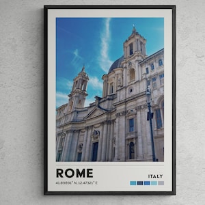 Arte murale italiana / Stampe digitali di poster italiani / Stampe di Roma / Fotografia italiana / Foto di Roma con coordinate / Estate italiana