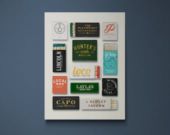 South Boston Restaurant Matchbook Poster | Southie Matchbooks | Vintage Matchbook Wall Art | Unframed Poster
