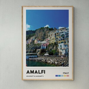Italy Wall Art | Digital Italian Poster Prints | Amalfi Coast Print | Italian Photography | Amalfi Photo with Coordinates | Italian Summer