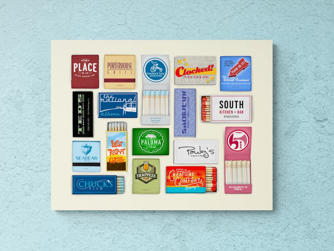 Athens Restaurant Matchbooks Poster UGA Vintage Matchbook Wall