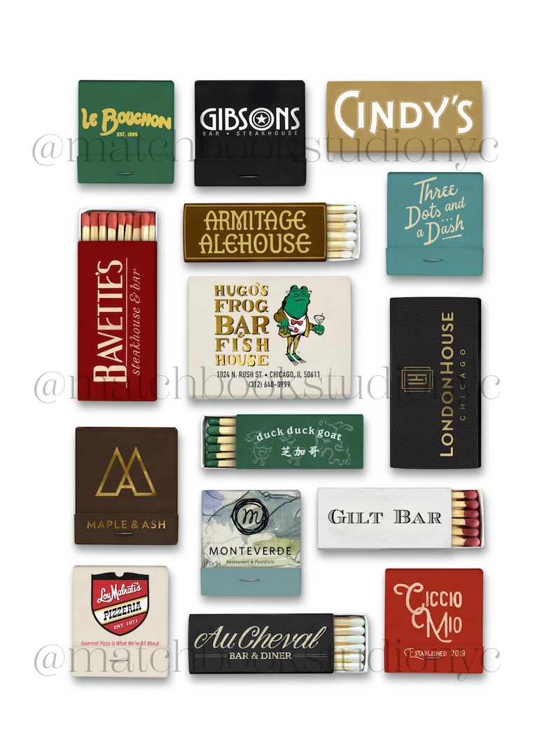 Chicago Matchbook Poster Vintage Matchbook Wall Art Unframed Vertical
