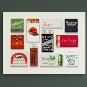 Classic New York City Matchbook Poster | Old New York City Matchbooks | Vintage Matchbook Wall Art | Unframed Poster