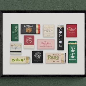 Framed Philadelphia Restaurant Matchbook Poster | Philly, PA Matchbooks | Vintage Matchbook Wall Art