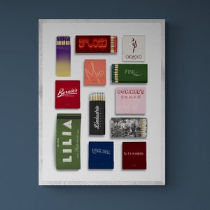 Framed Williamburg & Greenpoint Restaurant Matchbook Print | Brooklyn NYC Matchbooks | Vintage Matchbook Wall Art | Ready to Hang Poster