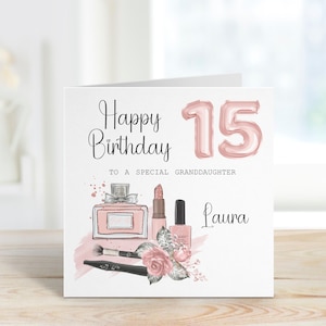 15. Geburtstagskarte für Mädchen, personalisierte Geburtstagskarte, Teen Girls Geburtstagskarte, Karte für Sie, Make Up Geburtstagskarte, Teenager Geburtstag