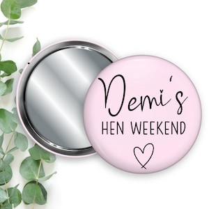 Personalised Pocket Mirror, Bridesmaids Gifts, Hen Night Mirrors, Hen Party Compact Mirror, Bridal Party Gifts, Custom Pocket Mirror