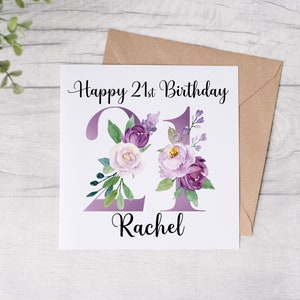 Cartão de aniversário de 21 anos, cartão de idade personalizado, feliz aniversário de 21 anos, cartão de felicitações para ela, cartão de aniversário de idade, 60º, 70º, 80º, 90º, 30º