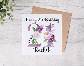 21st Birthday Card, Personalised Age Card, Happy 21st Birthday, Greetings Card for Her, Age Birthday Card, 60th, 70th, 80th, 90th, 30th