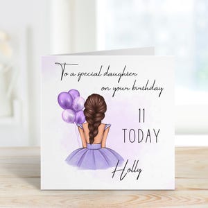 Gepersonaliseerde 11e verjaardagskaart, dochterverjaardagskaart, verjaardagskaart voor meisjes, speciale dochterkaart, kaart voor meisjes, cadeau voor haar