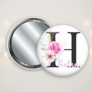 Personalised Pocket Mirror, Bridal Party Gifts, Wedding Favours, Name Compact Mirror, 58mm Pocket Mirror, Wedding Gift, Party Favours image 1