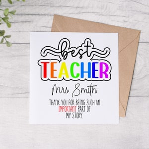 Cartão de agradecimento para professor, Obrigado por fazer parte da minha história, Fim do ano letivo, Cartão para professor, Presente para professores, Fim do período
