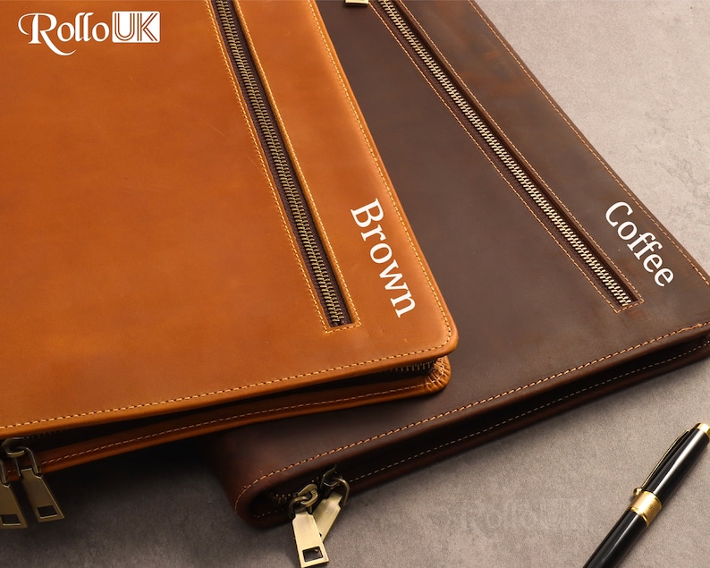 Custom Leather Portfolio With A4 Notepad Holder Business Etsy Australia