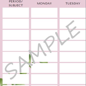 8 Period/Subject WEEKLY LESSON PLANNER for teachers Printable
