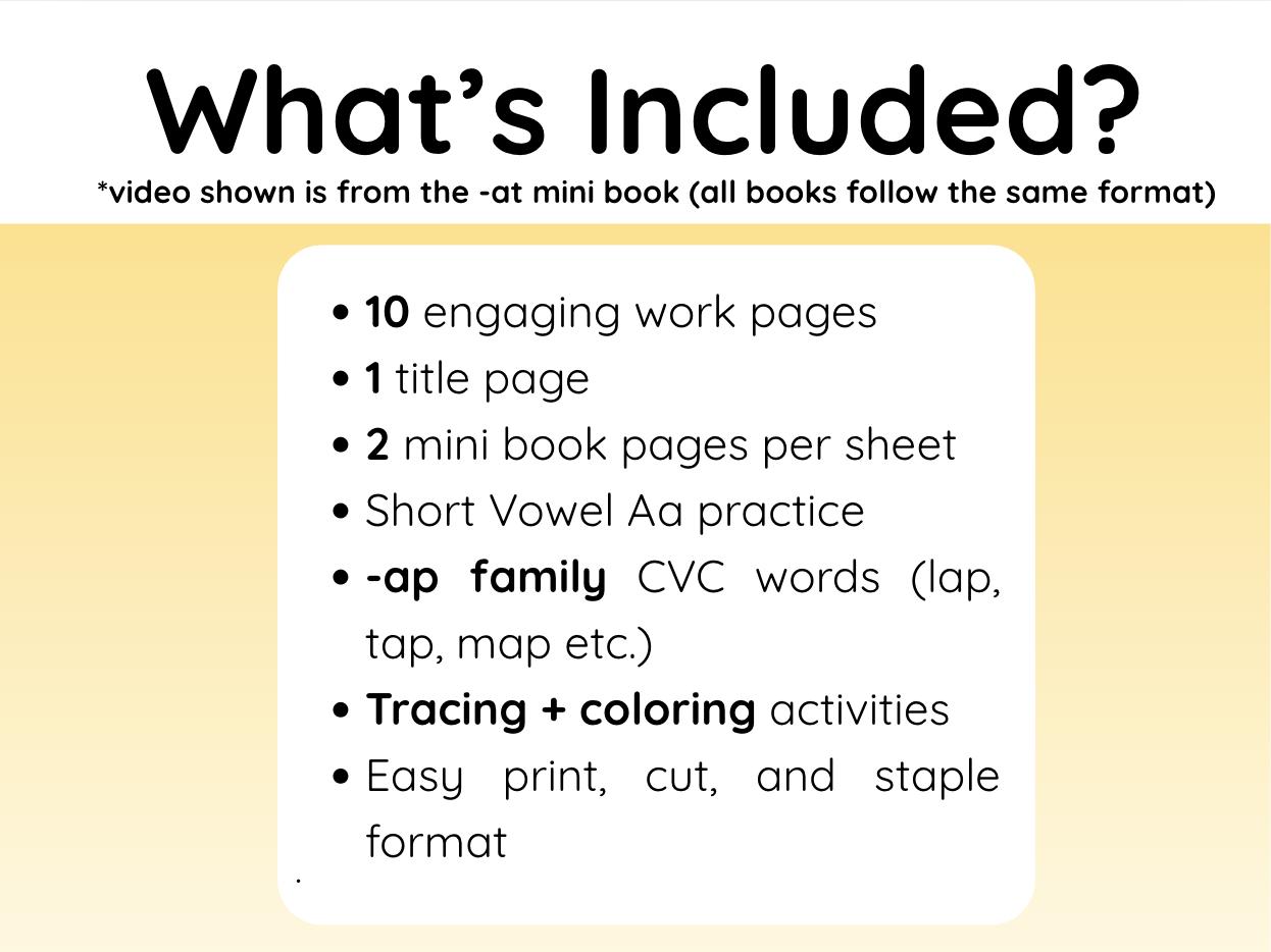 Ap Word Family Mini Book | Kindergarten Reading Practice (11 Pages) - Etsy