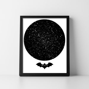 Carte du ciel chauve-souris en téléchargement numérique, carte du ciel imprimable, décoration de chambre d'enfant pour bébé Shower de bébé, fille, fils, unique précis, rapide