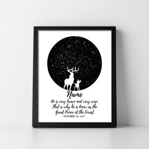 Star Map Bambi Forest Prince Téléchargement numérique imprimable Star Chart Child Nursery Decor Baby Shower Fille Fils Unique Précis Rapide