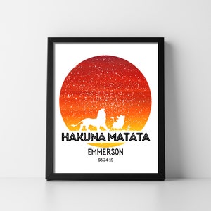 Stern Karte Hakuna König Löwe digitaler Download druckbare Sternkarte Kind Kinderzimmer Dekor Baby Shower Tochter Sohn einzigartig genau schnell