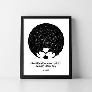 Carte des étoiles, point d'ange en téléchargement numérique, carte du ciel imprimable petit ami petite amie mari femme anniversaire Unique précis rapide