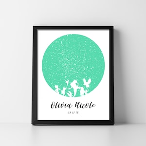 Star Map Movie Characters Téléchargement numérique Imprimable Star Chart Child Nursery Decor Baby Shower Fille Fils Unique Précis Rapide