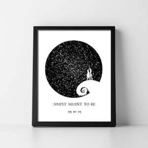 Star Map Nightmare Jack Sally Téléchargement numérique Imprimable Star Chart Petit ami Petite amie Mari Femme Anniversaire Unique Précis Rapide