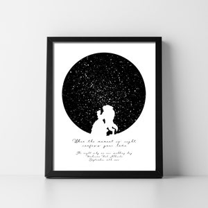 Star Map Belle Dancing Beast Beauty Téléchargement numérique imprimable Star Chart Anniversaire Mariage Mari Femme Petite amie Unique Précis Rapide