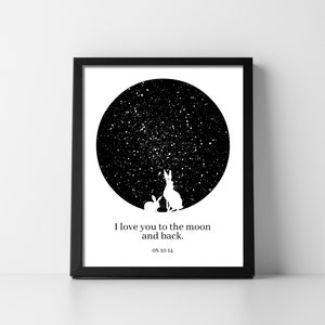 Carte des étoiles, lapin, devinez combien en téléchargement numérique carte du ciel imprimable enfant chambre d'enfant baby shower fille fils Unique précis rapide