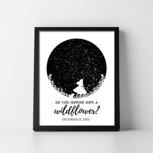 Sterrenkaart Wonderland Alice Flowers Digitale Download Afdrukbare Sterrenkaart Kinderkamer Decor Baby Douche Dochter Zoon Uniek Nauwkeurig Snel