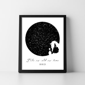 Carte des étoiles Belle bête beauté en téléchargement numérique Carte du ciel imprimable petit ami petite amie mari femme anniversaire Unique précis rapide